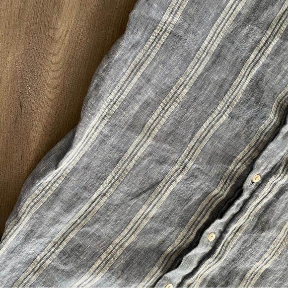 Tahari Costal Blue Striped 100% Linen Button Down Shirtdress - Picture 3 of 5